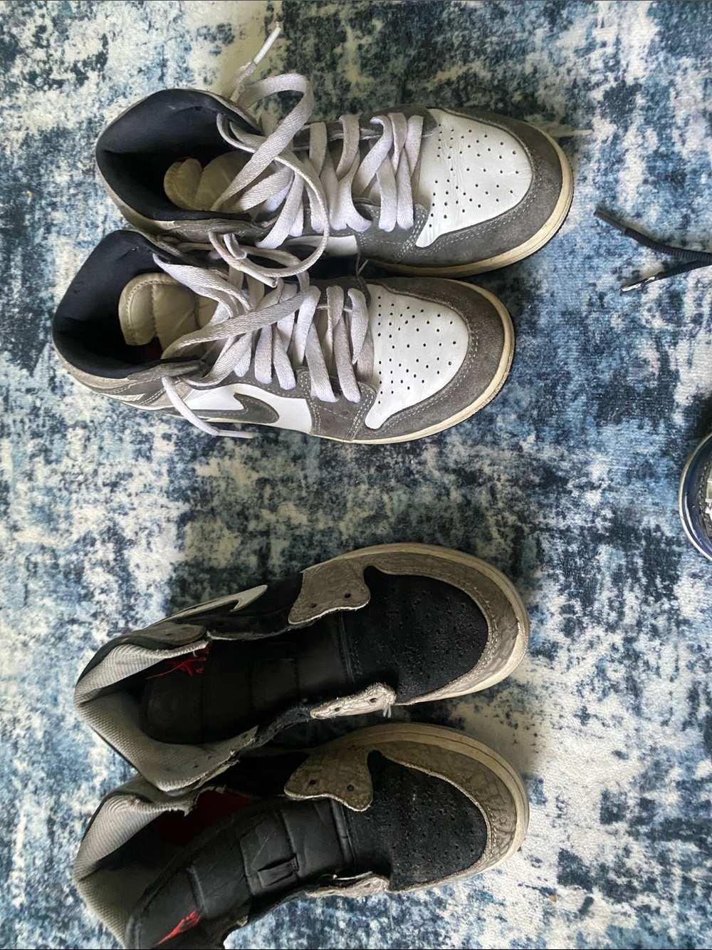 Gray and White High-Top Sneakers (Pair)